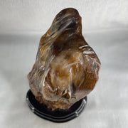 Natural Fossilised Petrified Wood Tower with Wooden Stand Display 1383.4g 190.0 by 124.2 by 105.4 mm - Huangs Jadeite and Jewelry Pte Ltd