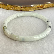 Type A Faint Lavender with Moss Green and Grey Patches Jadeite Bangle Internal Diameter 59.7mm 23.90g 6.8 by 6.8mm (External Lines) - Huangs Jadeite and Jewelry Pte Ltd
