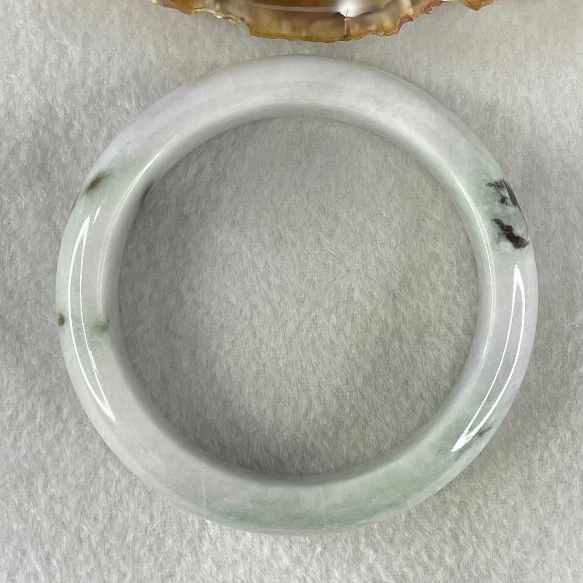 Type A Light Lavender and Light Green with Blueish Green Piao Hua Floral Jadeite Bangle 81.44g Inner Diameter 58.5mm 16.6 by 9.4mm (External and Internal Lines) - Huangs Jadeite and Jewelry Pte Ltd
