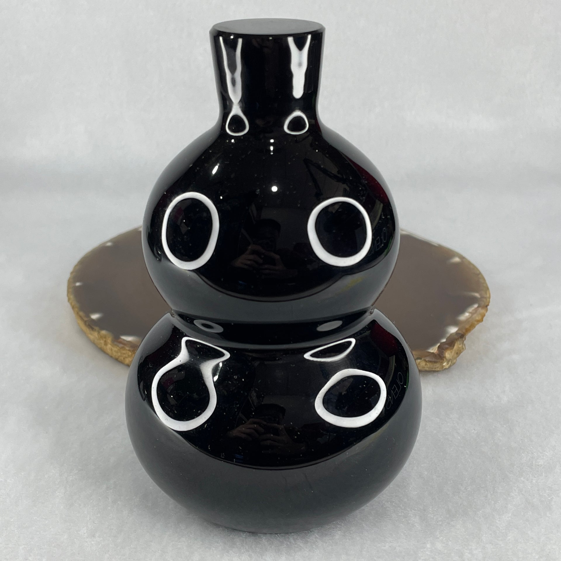 Natural Black Obsidian Hulu Display 842.38g 124.3 by 18.8mm - Huangs Jadeite and Jewelry Pte Ltd