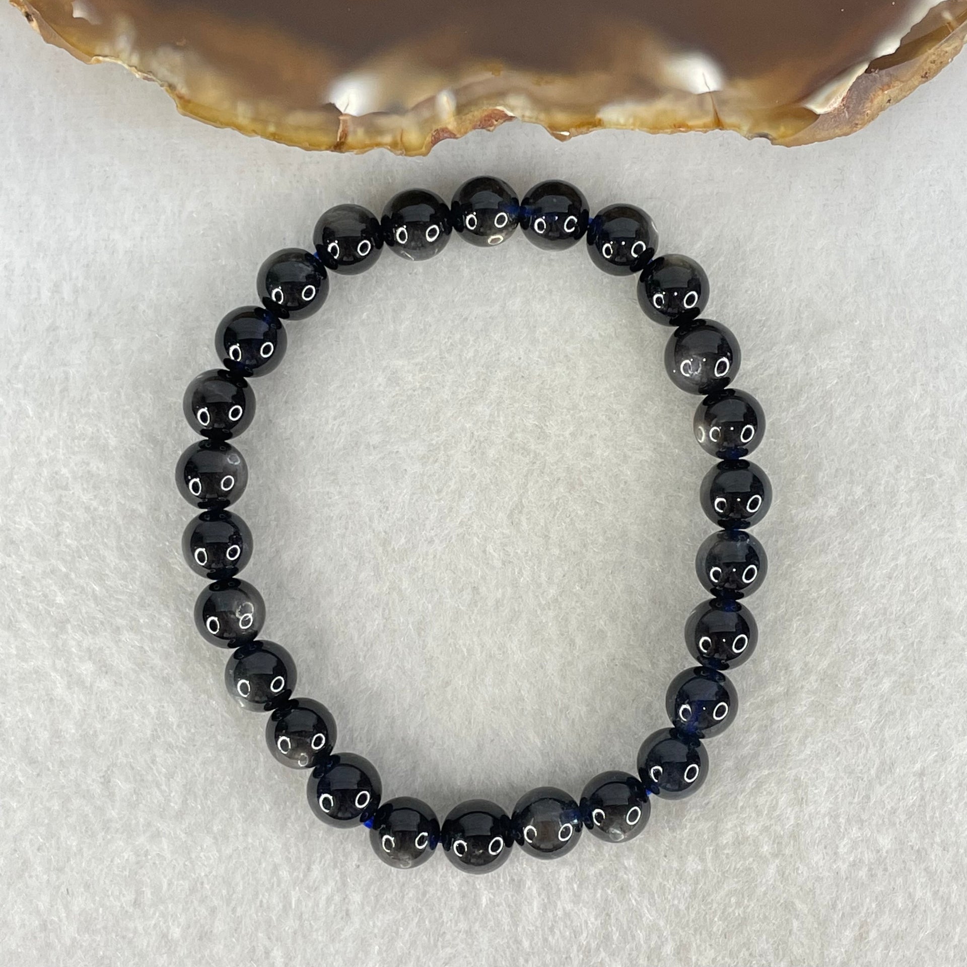 Good Grade Natural Devils Blue Beryl Aquamarine Beads Bracelet 13.10g 15.5cm 7.2mm 26 Beads - Huangs Jadeite and Jewelry Pte Ltd