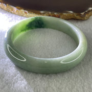 Natural Type A Light Green with Blueish Green Piao Hua Flora Jadeite Bangle 64.13g Inner Diameter 61.8mm 14.2 by 8.4mm (Very Slight Internal Lines) - Huangs Jadeite and Jewelry Pte Ltd