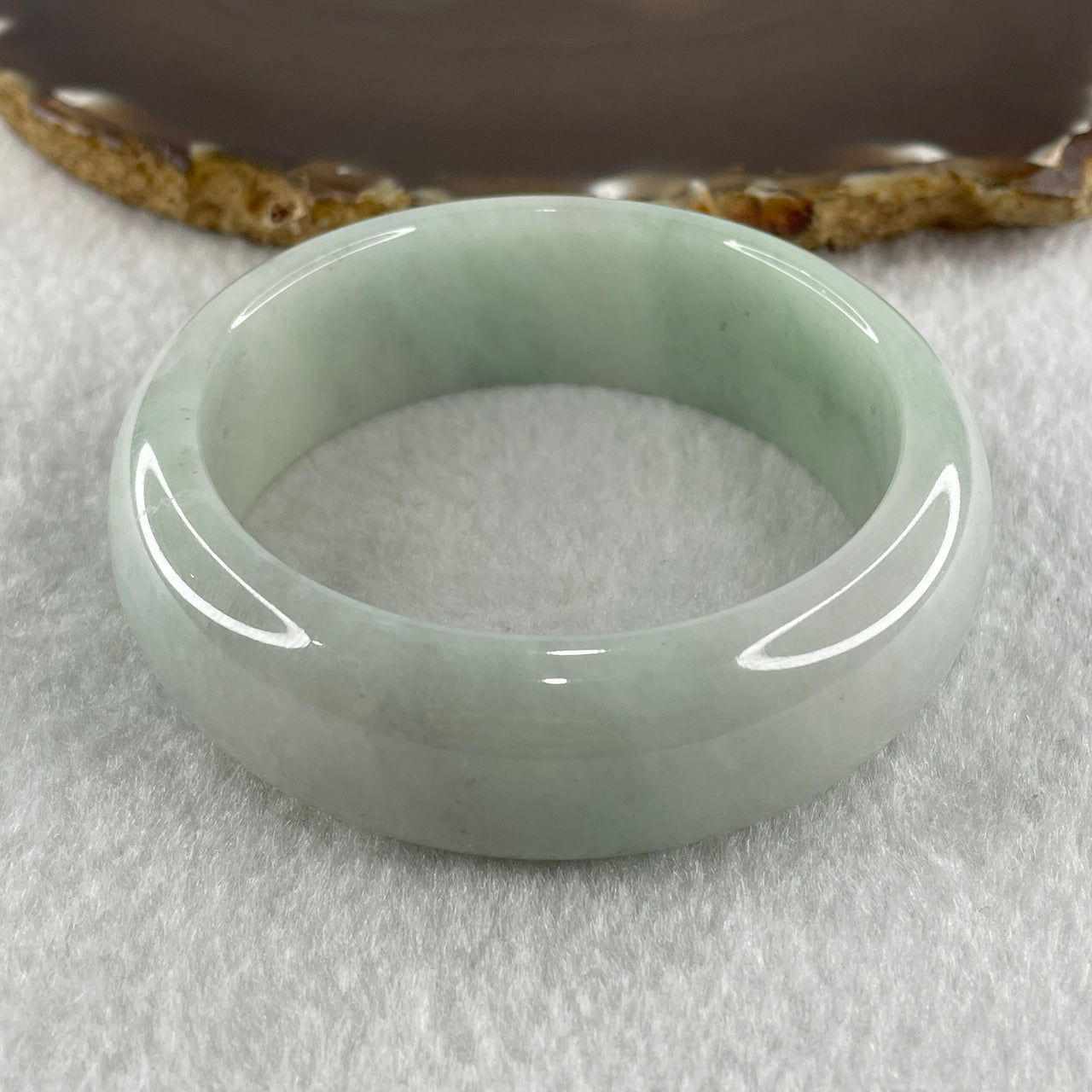 Type A Natural Light Green with Light Lavender Jadeite Bangle 84.56g Inner Diameter 54.5mm 19.0 by 8.4mm (Internal Line) - Huangs Jadeite and Jewelry Pte Ltd