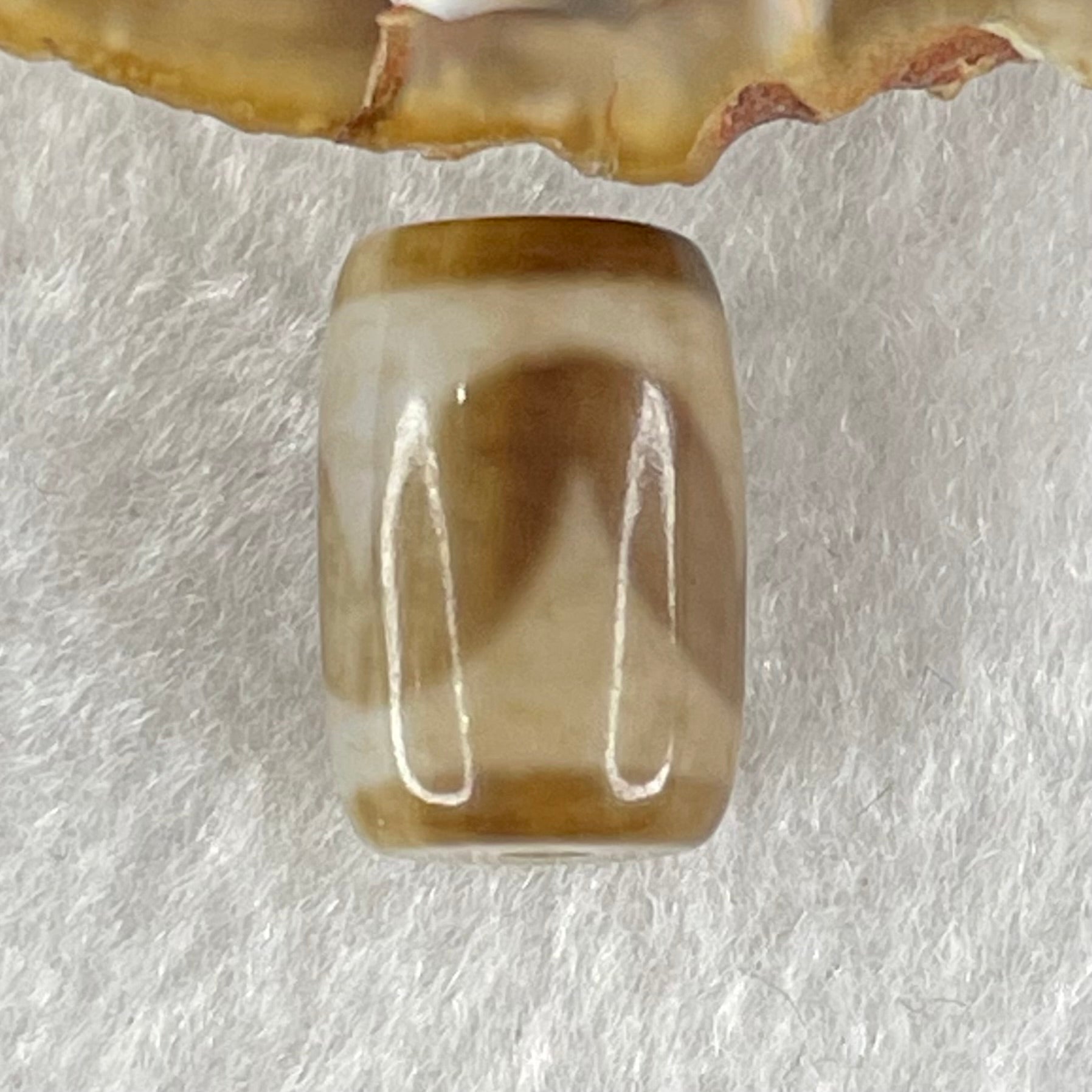 Natural Powerful Tibetan Old Oily Agate Tiger Tooth Daluo Dzi Bead Heavenly Master (Tian Zhu) 虎呀天诛 3.33g 15.9 by 10.7mm - Huangs Jadeite and Jewelry Pte Ltd