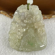 Grandmaster Type A Faint Lavender with Light Green Jadeite Cai Shen Ye with Prosperity Flowers and Bird 天宫赐福 Pendant 62.62g 56.88 by 46.94 by 13.07mm With NGI Cert 82838783 - Huangs Jadeite and Jewelry Pte Ltd
