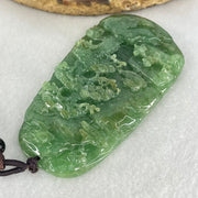 Type A Green Jadeite Double Sided Shan Shui with Double Gui Ren Benefactor Pendant 64.09g 75.6 by 42.6 by 11.2mm - Huangs Jadeite and Jewelry Pte Ltd