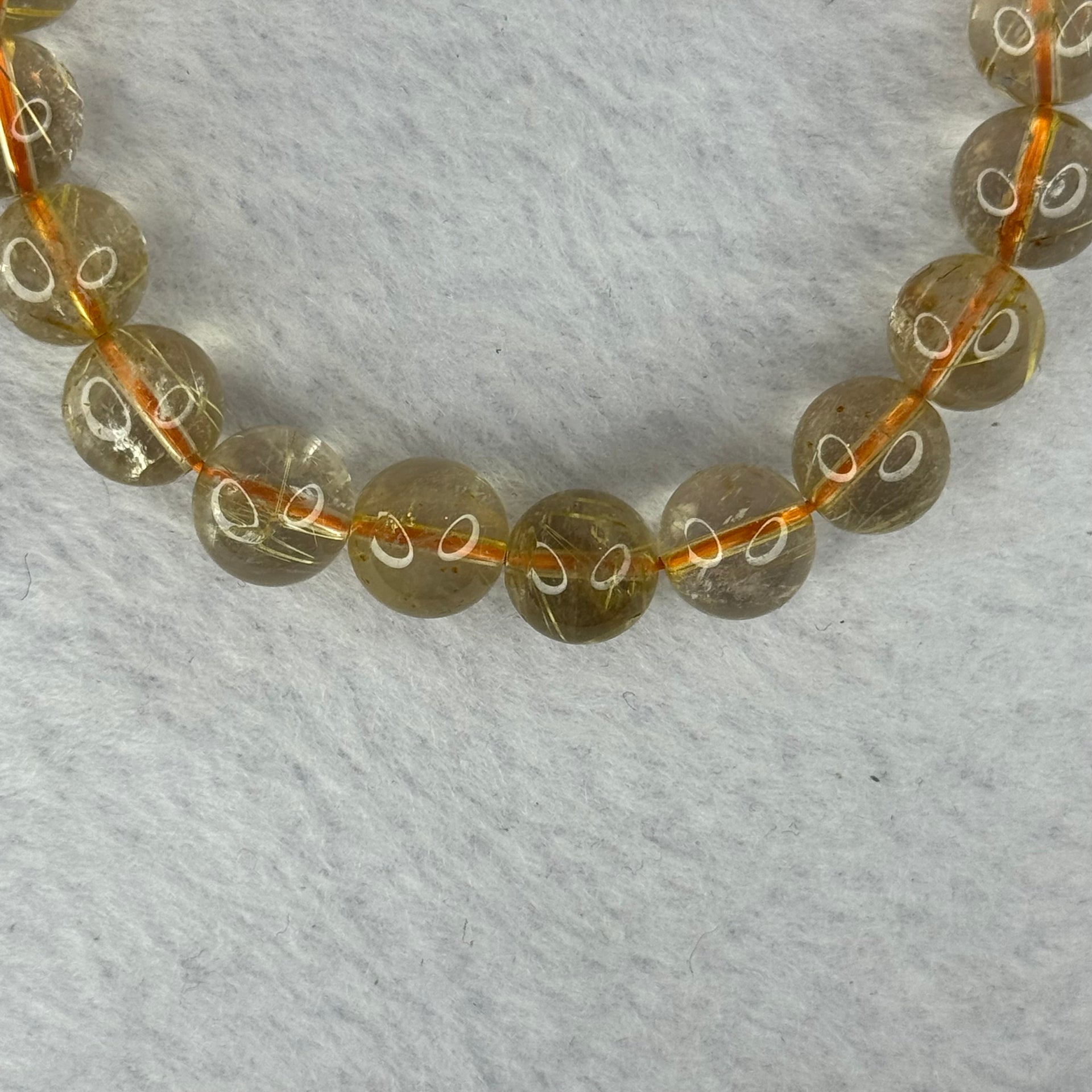 Natural Golden Rutilated Quartz Beads 天然金发水晶手链 25.27g 16.5cm 9.9mm 20 Beads - Huangs Jadeite and Jewelry Pte Ltd