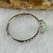 Natural Type A Semi Icy Faint Green Jadeite Oval Shape Cabouchon in S925 Silver Ring (Adjustable Size) 1.47g 7.4 by 6.5 by 4.5mm - Huangs Jadeite and Jewelry Pte Ltd