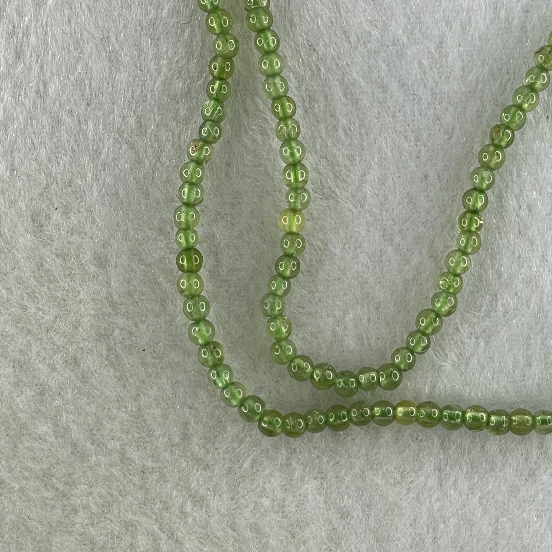 Natural Green Peridot Beads Necklace 8.59g 52cm 3.2mm 204 Beads - Huangs Jadeite and Jewelry Pte Ltd