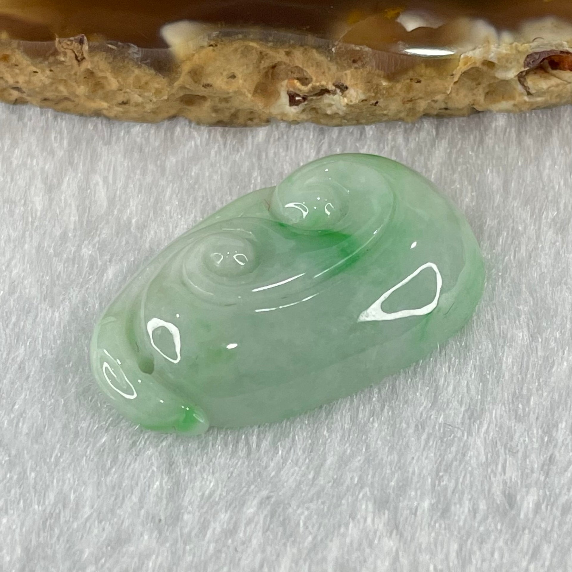 Type A Faint Green Lavender with Spicy Green Patches Jadeite Ruyi Pendant 5.86g 29.2 by 17.4 by 6.5mm - Huangs Jadeite and Jewelry Pte Ltd