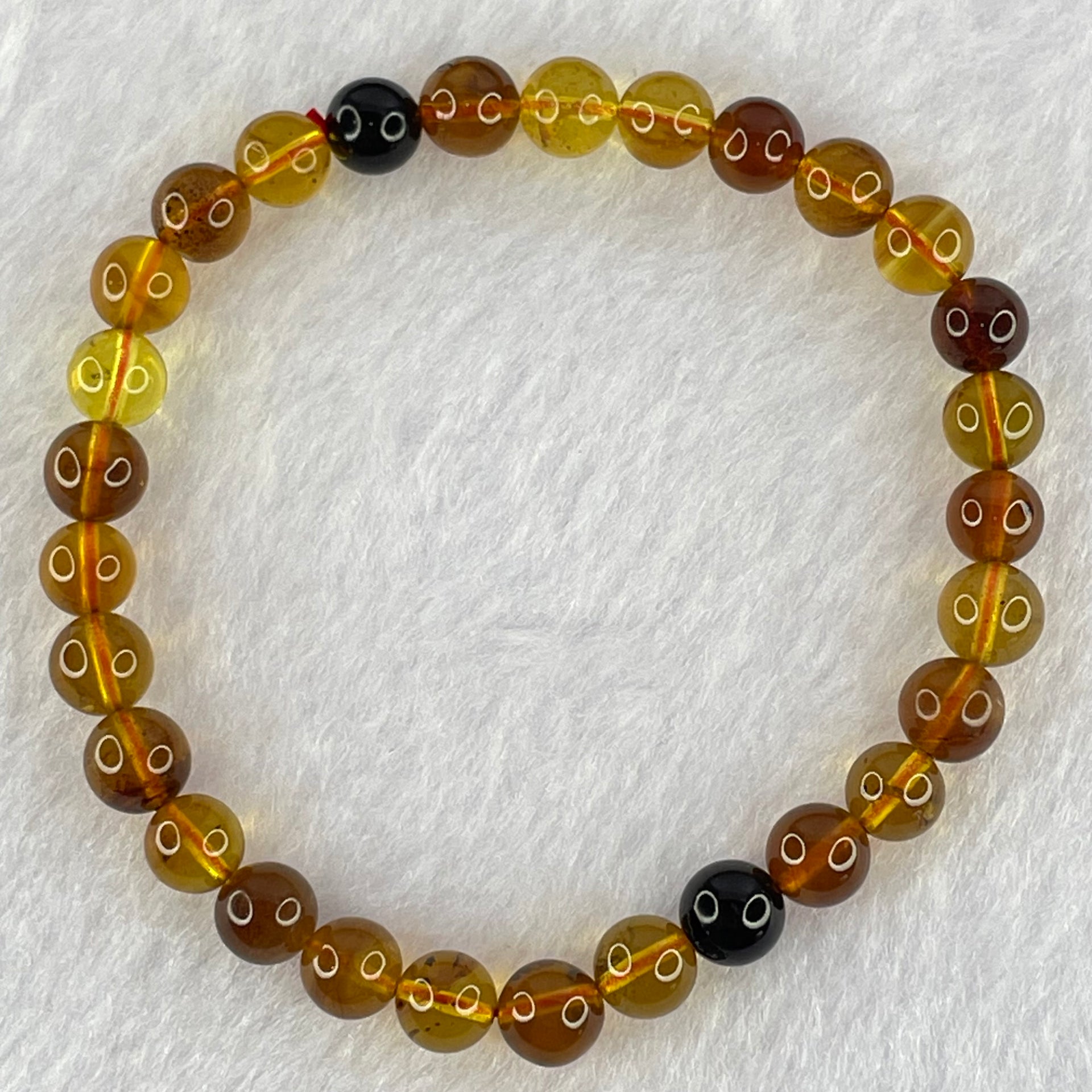 Natural Mixed Color Amber Beads Bracelet 3.66g 15cm 6.3mm 29 Beads - Huangs Jadeite and Jewelry Pte Ltd