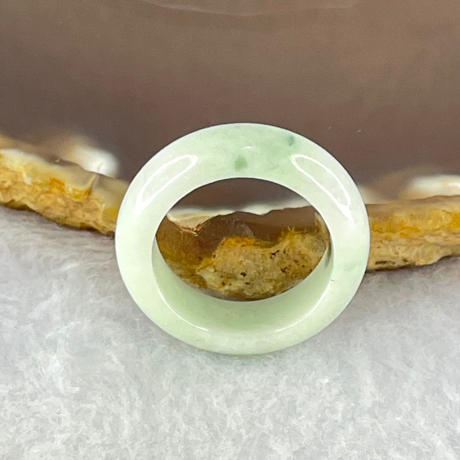 Type A Light Green with Moss Green Piao Hua Jadeite Ring 4.39g 7.0 by 3.9mm US7 HK15.2 - Huangs Jadeite and Jewelry Pte Ltd