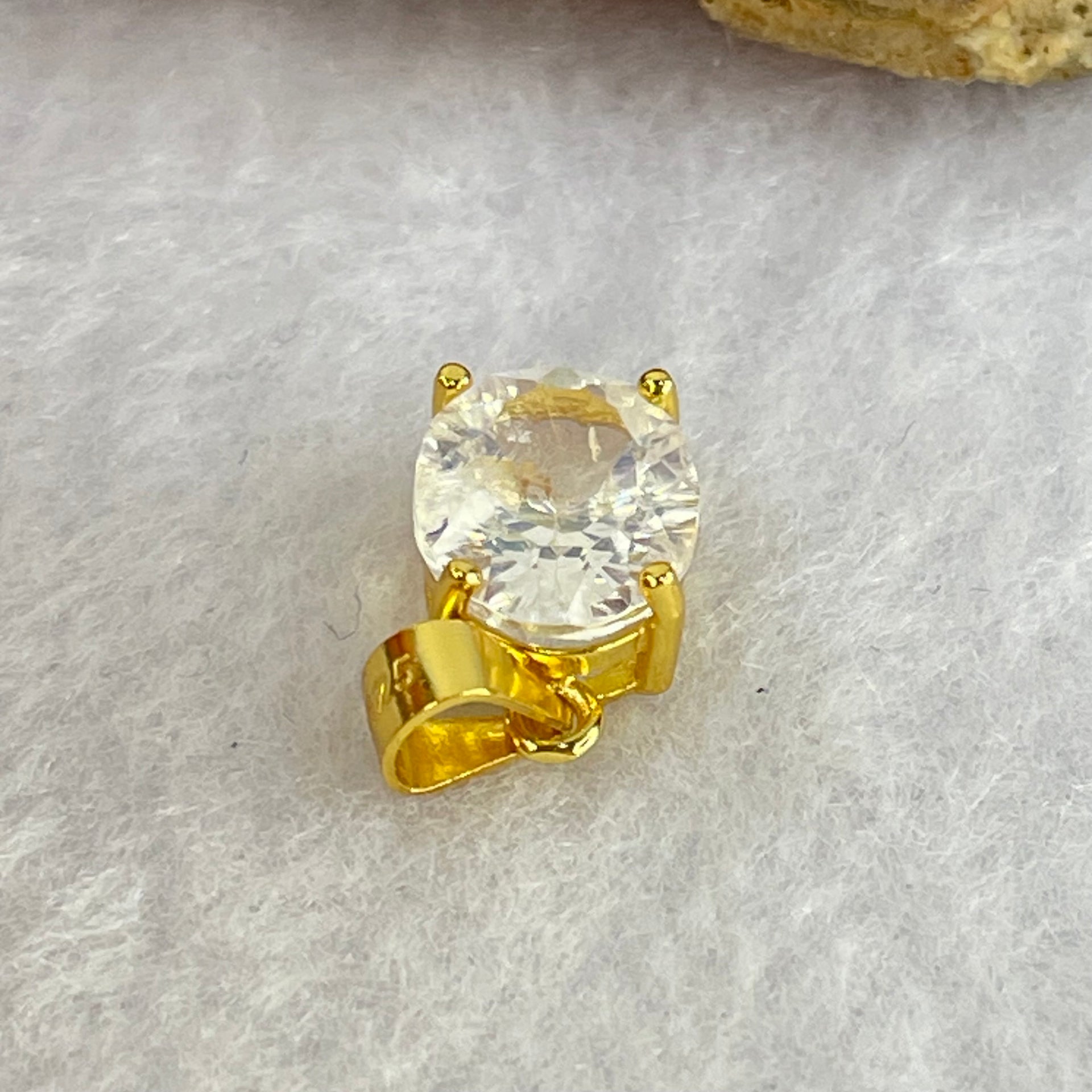 Natural Madagascar Blue Moonstone in S925 Silver Gold Color Pendant 1.24g 10.0 by 8.0 by 5.0mm - Huangs Jadeite and Jewelry Pte Ltd