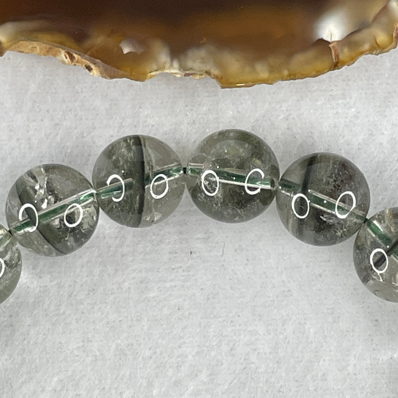 Natural Green Phantom Quartz Beads Bracelet 45.6g 16.5cm 12.4mm 18 Beads