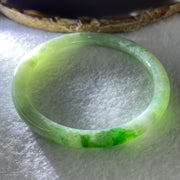 Certified Natural Type A Jelly Green with Old Mine Green Patches Jadeite Bangle 25.30g Internal Diameter 58.7mm 6.6 by 7.2mm (Close to Perfect) - Huangs Jadeite and Jewelry Pte Ltd