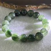 Good Grade Natural Cats Eye Green Rutilated Quartz Beads Bracelet 37.68g 17cm 11.7mm 17 Beads - Huangs Jadeite and Jewelry Pte Ltd