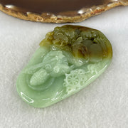 Grand Master Type A Apple Green and Brownish Jadeite Guan Yin Manjusri Bodhisattva Pendant 88.98g 82.5 by 5.3 by 14mm - Huangs Jadeite and Jewelry Pte Ltd