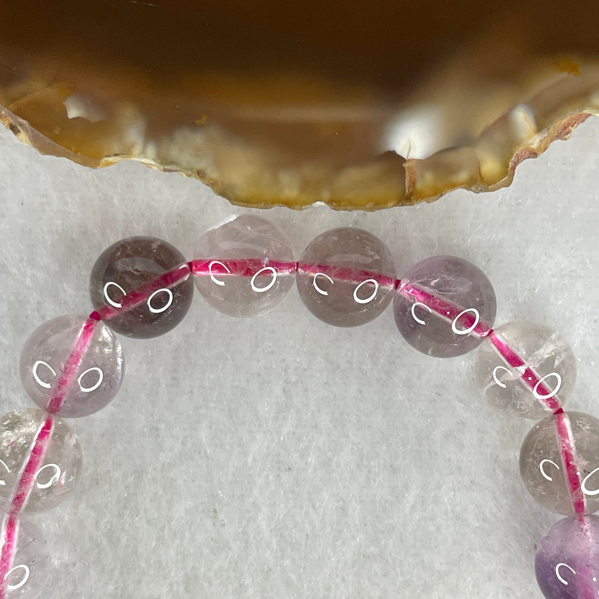 Certified Entry-Grade Natural Super 7 Crystal Beads Bracelet | Classic Mid-Sized Stacking Strand | Authentic Sacred Seven Multi-Mineral Inclusions Quartz Spiritual Catalyst & Auric Shield Bracelet (19.40g | 15.5cm Length | 8.8mm | 22 Beads)