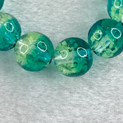 Blueish Green with Yellow Beads Glass Bracelets 27.06g 11cm 12.1mm 12 Beads - Huangs Jadeite and Jewelry Pte Ltd