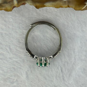 Blueish Green Cubic Zirconia in PT950 Plated S925 Sliver Ring (Adjustable Size) 2.91g 6.8 by 4.3mm - Huangs Jadeite and Jewelry Pte Ltd
