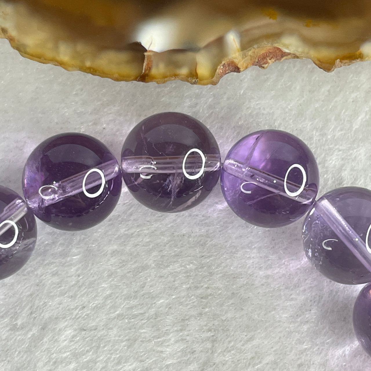 Natural Violet Amethyst Beads Bracelet | Silver Charm Accents | 16-Piece 11.6mm Royal Sovereignty Protection & Serenity Wrist Heirloom (34.40g, 15cm)