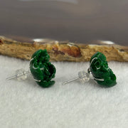 Type A Full Green Old Mine Jade Jadeite Rose 18k White Gold Earrings 6.6g 17.5 by 16.1 by 7.9mm - Huangs Jadeite and Jewelry Pte Ltd