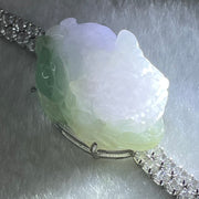 Type A Lavender and Blueish Green Jadeite Male Pixiu in S925 Sliver with Crystals Bracelet 14.06g 22.2 by 15.5 by 13.0mm - Huangs Jadeite and Jewelry Pte Ltd