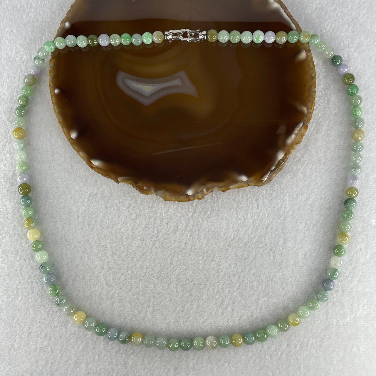 Natural Type A Multi Color Jadeite Beads Necklace 59.80g 62cm 7.5mm 91 Beads