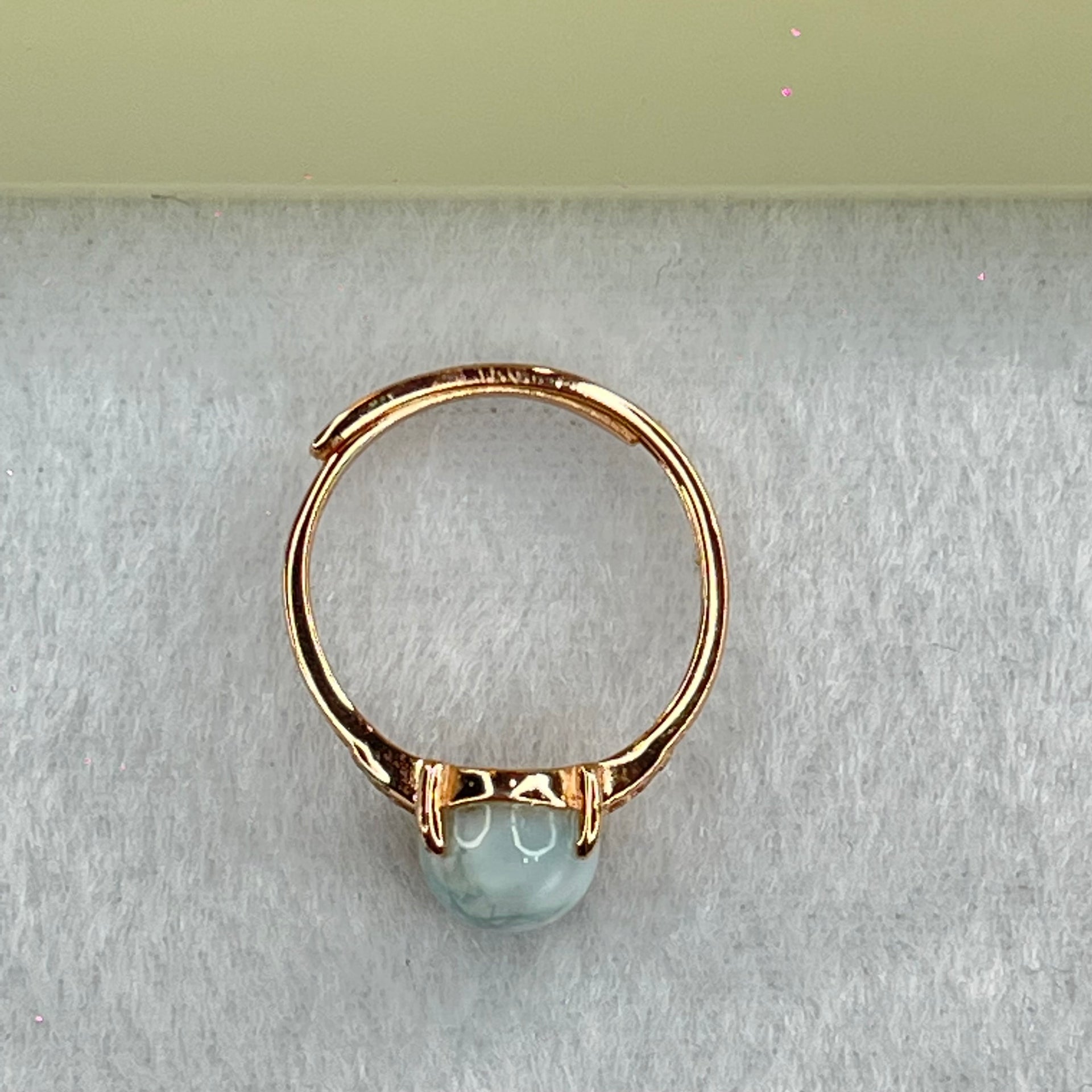 Natural Larimar in S925 Silver Rose Gold Color Ring (Adjustable Size) 2.30g 9.9 by 8.0 by 5.5mm - Huangs Jadeite and Jewelry Pte Ltd