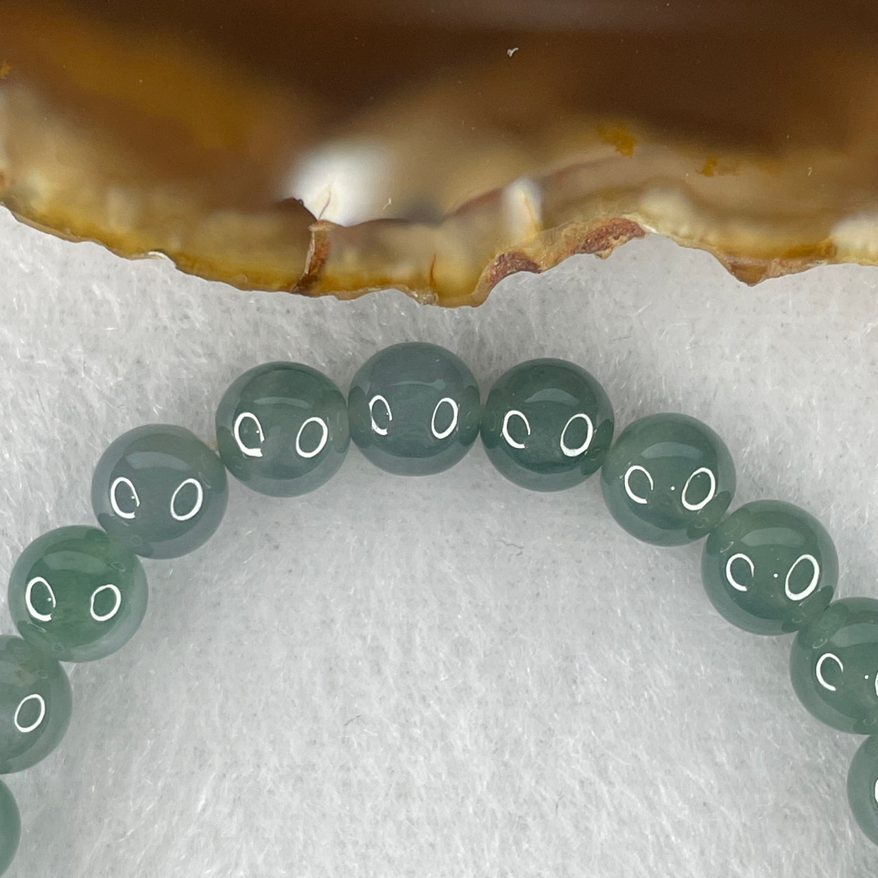 Natural Type A Blueish Green Jadeite Beads Bracelet | 14.5cm Petite 6.8mm Round Jade Bead Healing Energy Bracelet (14.06g, 26 Beads)
