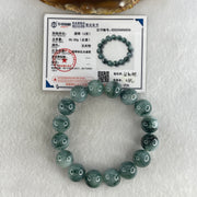 Certified Natural Type A Lavender with Old Mine Green Piao Hua Jadeite Beads Bracelet | 17cm (66.69g | 16 Beads 13.4mm | Crown, Heart & Third Eye Chakra Harmony, Regal Prosperity & Peace Shield) - Huangs Jadeite and Jewelry Pte Ltd