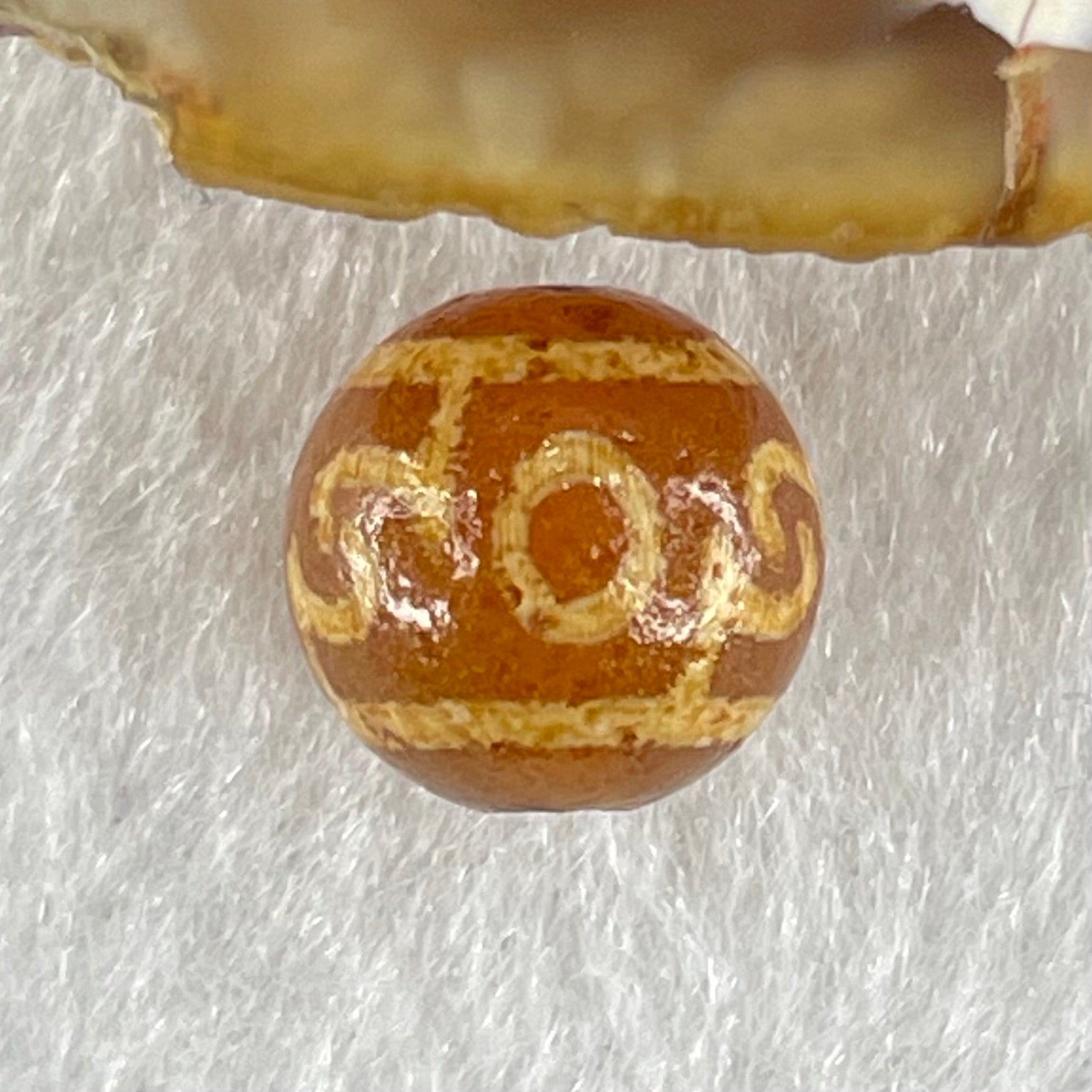 Natural Powerful Tibetan Old Oily Agate 3 Eyed Dharma Vajra Dzi Bead Heavenly Master (Tian Zhu) 三眼金刚杵天珠 1.46g 10.1 by 10.4mm - Huangs Jadeite and Jewelry Pte Ltd