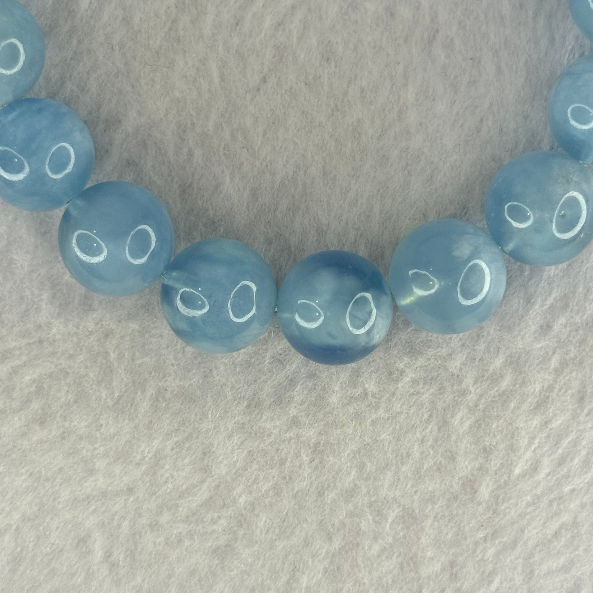 Natural Aquamarine Beads Bracelet 47.55g 19cm 12.8mm 17 Beads - Huangs Jadeite and Jewelry Pte Ltd