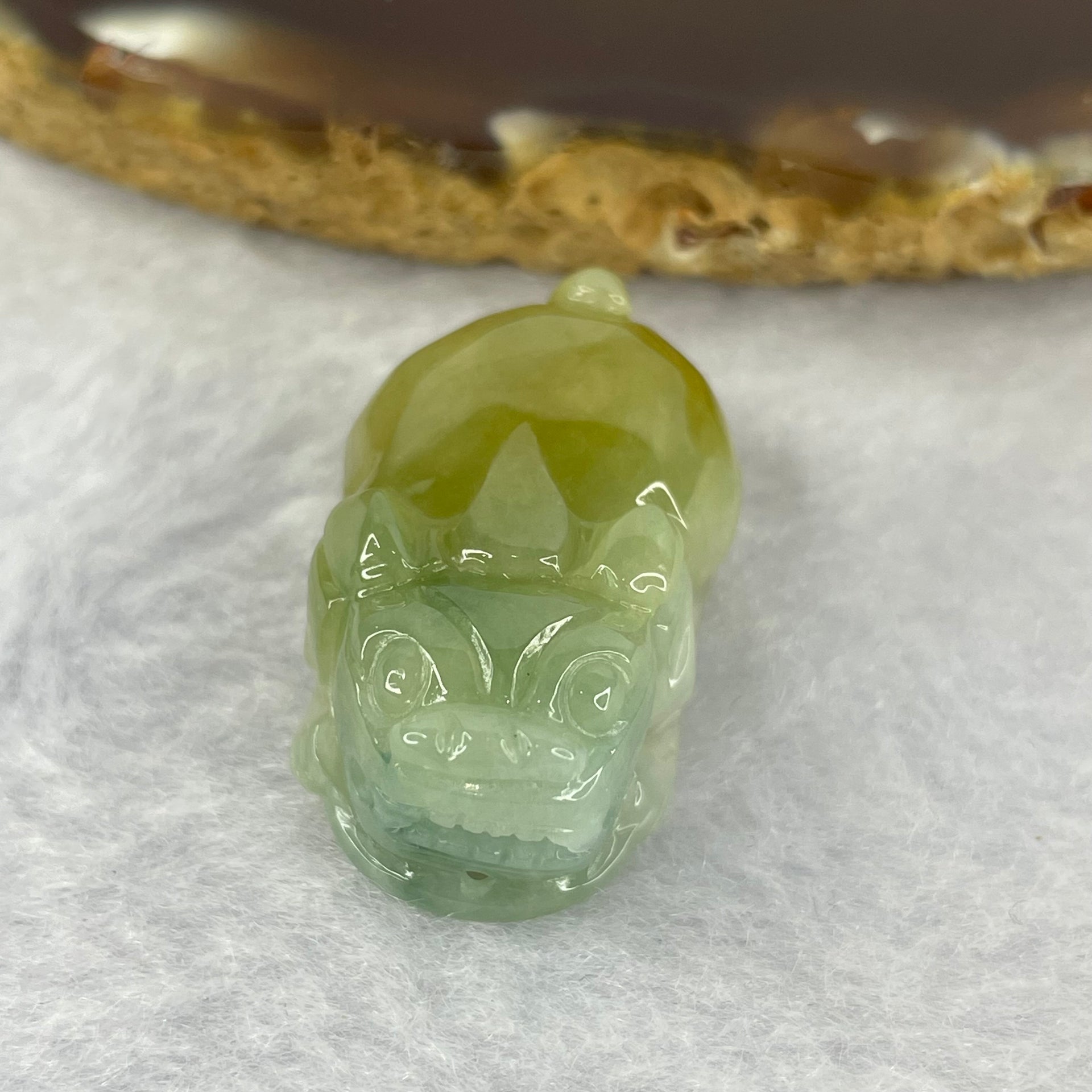 Type A Yellow with Sky Blue Jadeite Pixiu Pendent A货黄加天空蓝翡翠貔貅牌 11.92g 27.9 by 17.1 by 12.2 mm - Huangs Jadeite and Jewelry Pte Ltd
