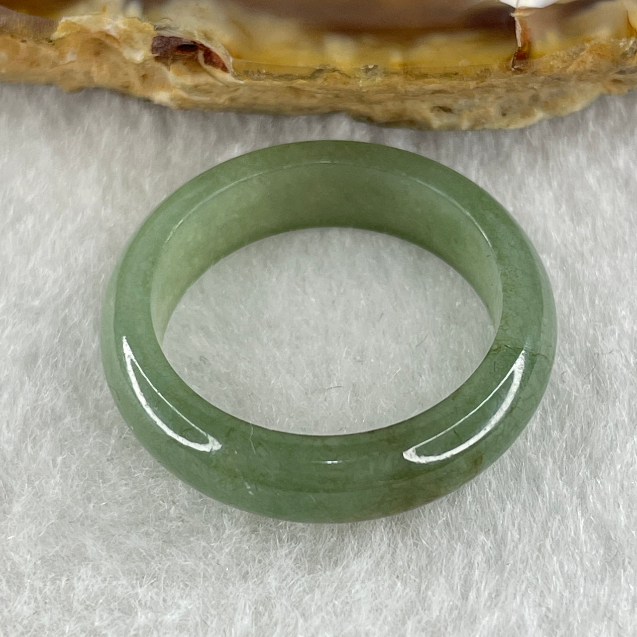 Type A Natural Green with Brownish Spot Jadeite Ring 2.87g 5.4 by 3.0mm US 7.5 HK 16.5 (Very Very Slight Internal Line) - Huangs Jadeite and Jewelry Pte Ltd