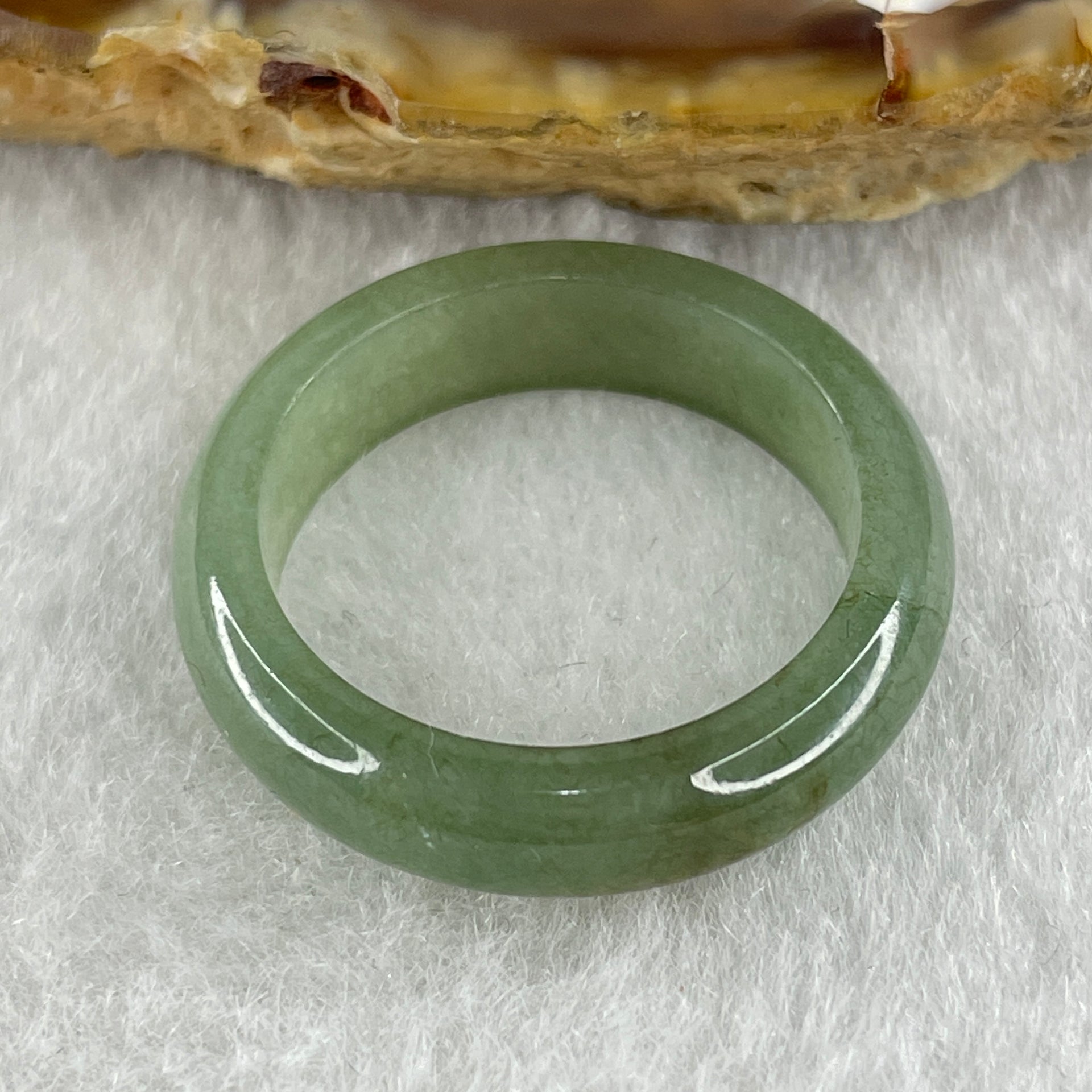 Type A Natural Green with Brownish Spot Jadeite Ring 2.87g 5.4 by 3.0mm US 7.5 HK 16.5 (Very Very Slight Internal Line) - Huangs Jadeite and Jewelry Pte Ltd