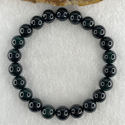 Rare High End Type A Highly Translucent Black Omphacite Jadeite Beads Bracelet 33.19g 17.5cm 9.7mm 22 Beads - Huangs Jadeite and Jewelry Pte Ltd