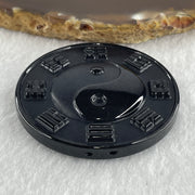 Type A Opaque Black Omphacite Jadeite Yin Yang Coin Pendant 34.30g 49.1 by 9.4mm - Huangs Jadeite and Jewelry Pte Ltd