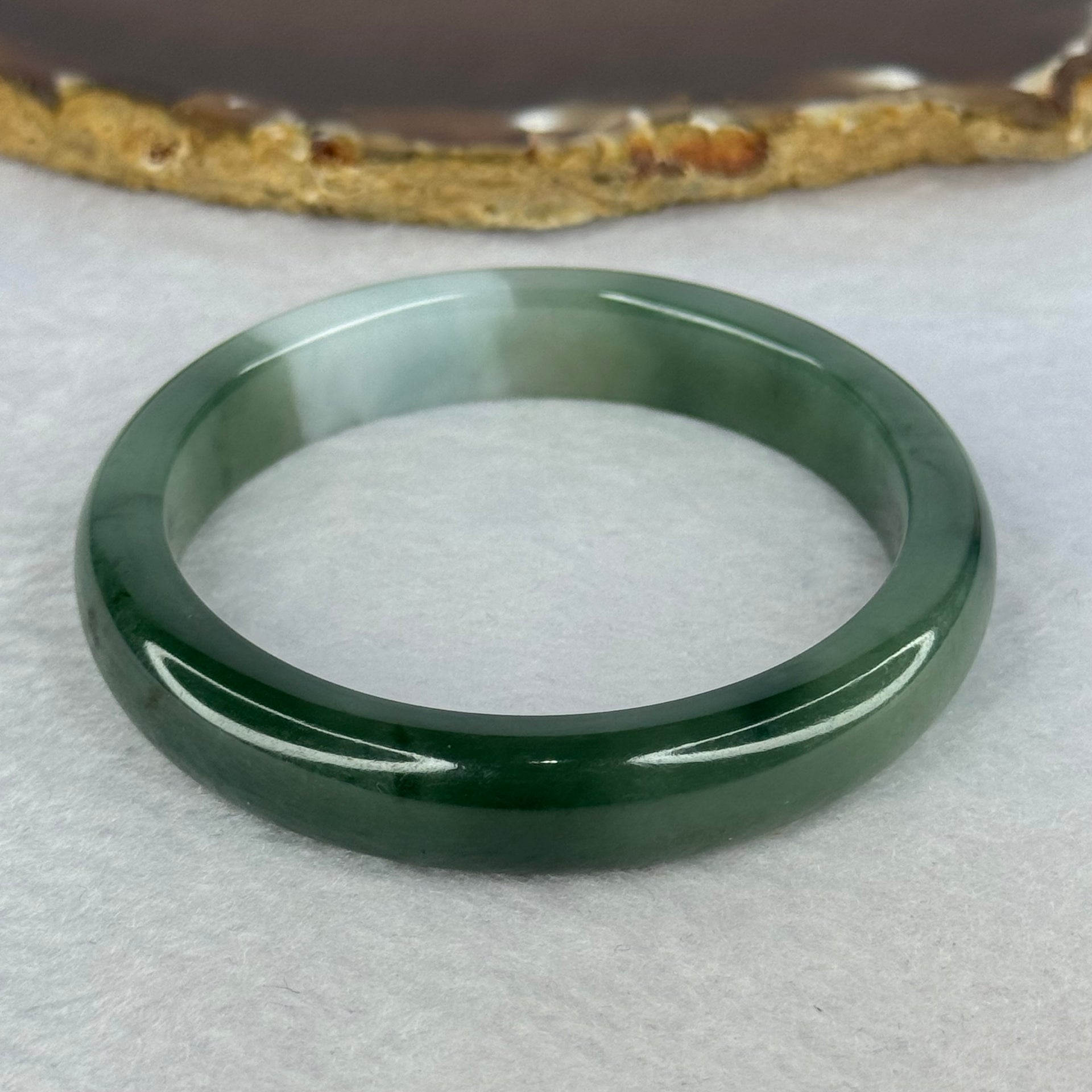 Type A Green and Faint Lavender Jadeite Bangle Internal Diameter 54.5mm 46.25g 11.2 by 8.0mm (Slight Internal Line) - Huangs Jadeite and Jewelry Pte Ltd