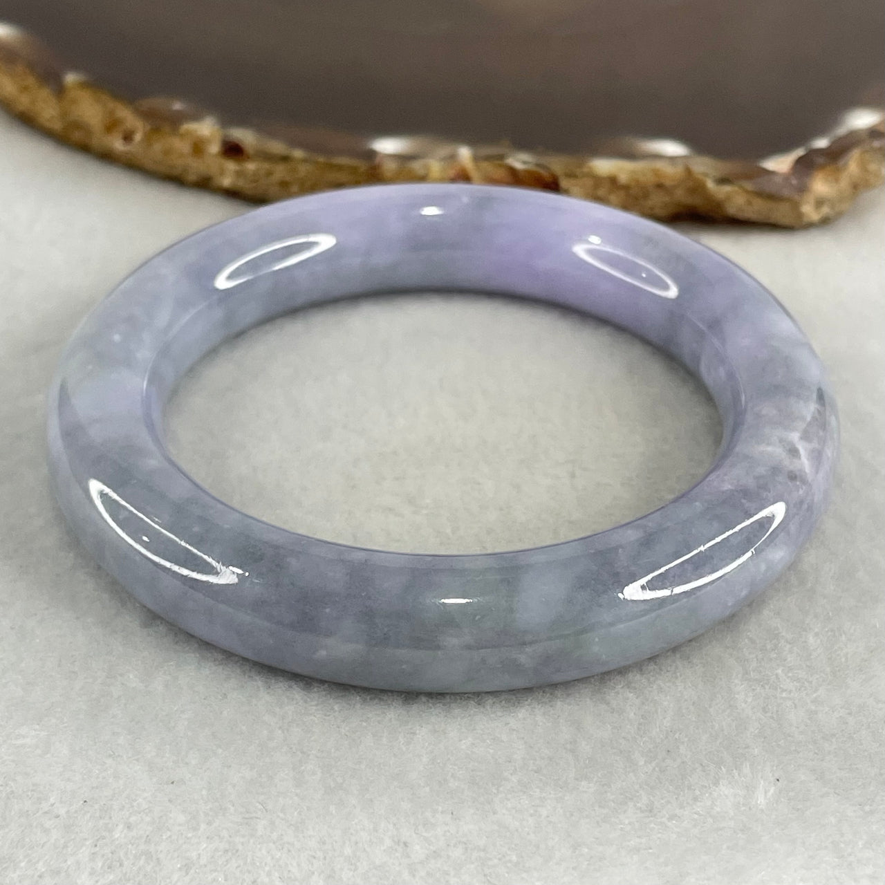 Type A Deep Lavender Jadeite Bangle 73.89g Internal Diameter 55.2mm by 11.9 by 11.4mm (Slight Internal Lines, Burnt) - Huangs Jadeite and Jewelry Pte Ltd
