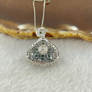 Type A Icy Blueish Green Jadeite Milo Buddha Pendent with Crystals in S925 Sliver Setting and Chain 3.39g 12.8 by 16.0 by 3.0mm - Huangs Jadeite and Jewelry Pte Ltd