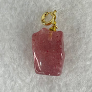 Natural Strawberry Quartz Fortune Cat Charm 3.19g 16.9 by 12.6 by 9.1mm - Huangs Jadeite and Jewelry Pte Ltd