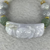 Type A Lavender and Green Lotus Glower Bracelet 31.66g 44.2 by 14.6 by 11.9 mm 9.8mm 6 Beads - Huangs Jadeite and Jewelry Pte Ltd