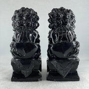 Black Pair of Fu Gou Display 3,541.2g Each about 75.0 by 100.0 by 172.0mm - Huangs Jadeite and Jewelry Pte Ltd