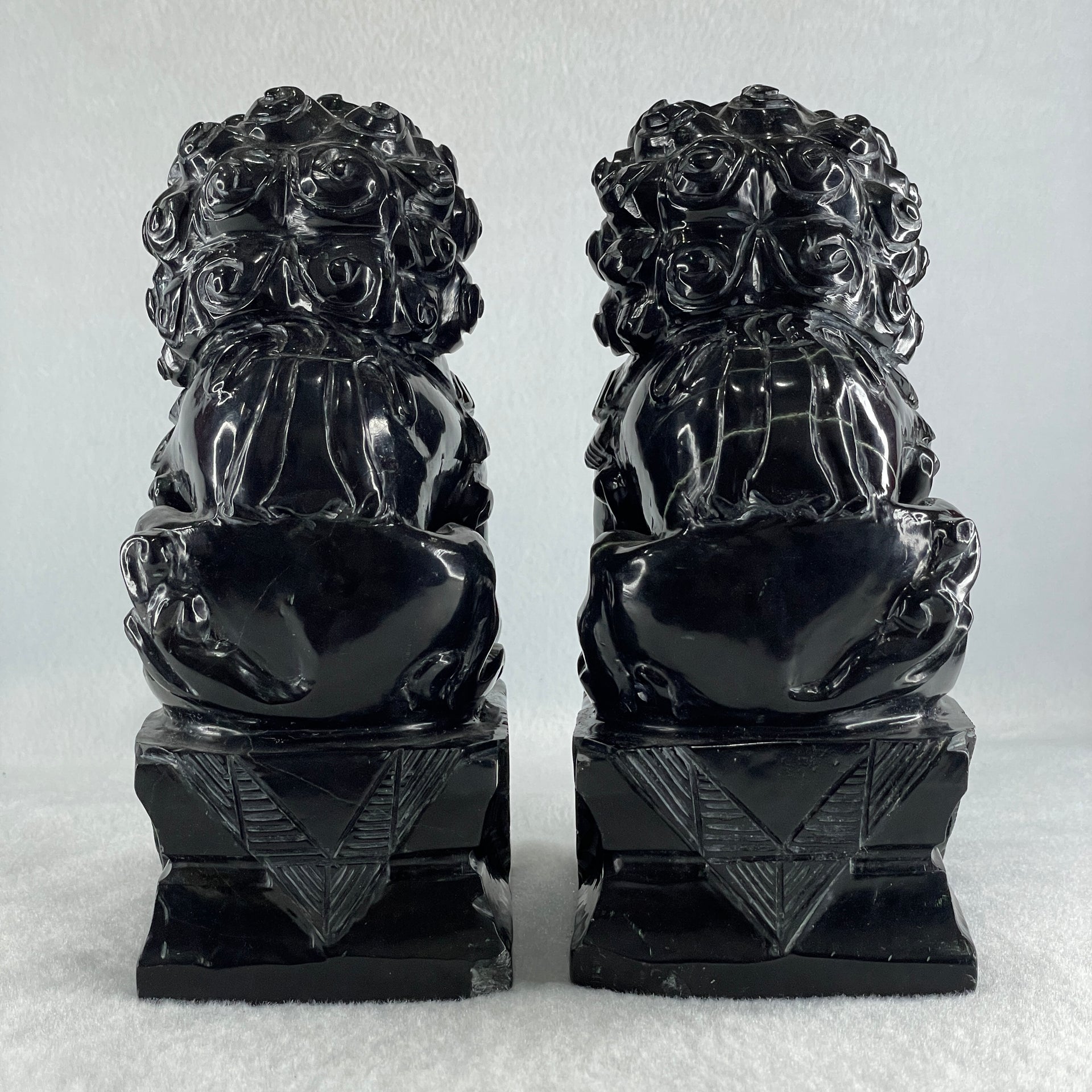 Black Pair of Fu Gou Display 3,541.2g Each about 75.0 by 100.0 by 172.0mm - Huangs Jadeite and Jewelry Pte Ltd