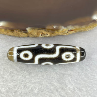 Natural Powerful Tibetan Old Oily Agate 9 Eyes Dzi Bead Heavenly Master (Tian Zhu) 九眼天诛 10.00g 45.2 by 12.3 mm - Huangs Jadeite and Jewelry Pte Ltd