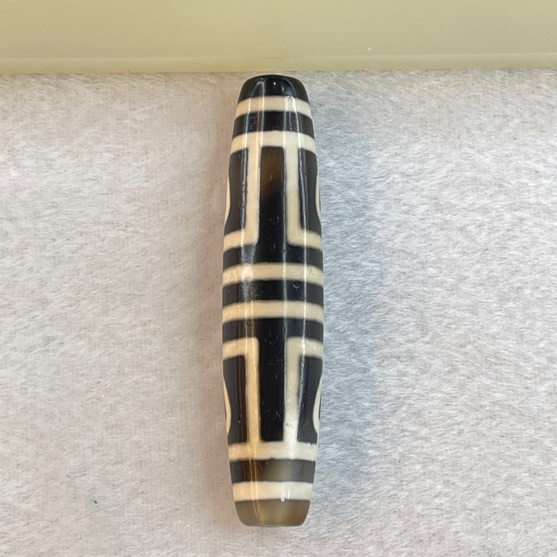 Natural Powerful Tibetan Old Oily Agate Patina 4 Mercy Bodhi Tree Leaf Dzi Bead Heavenly Master (Tian Zhu) 六眼天诛 16.43g 59.5 by 13.4mm - Huangs Jadeite and Jewelry Pte Ltd