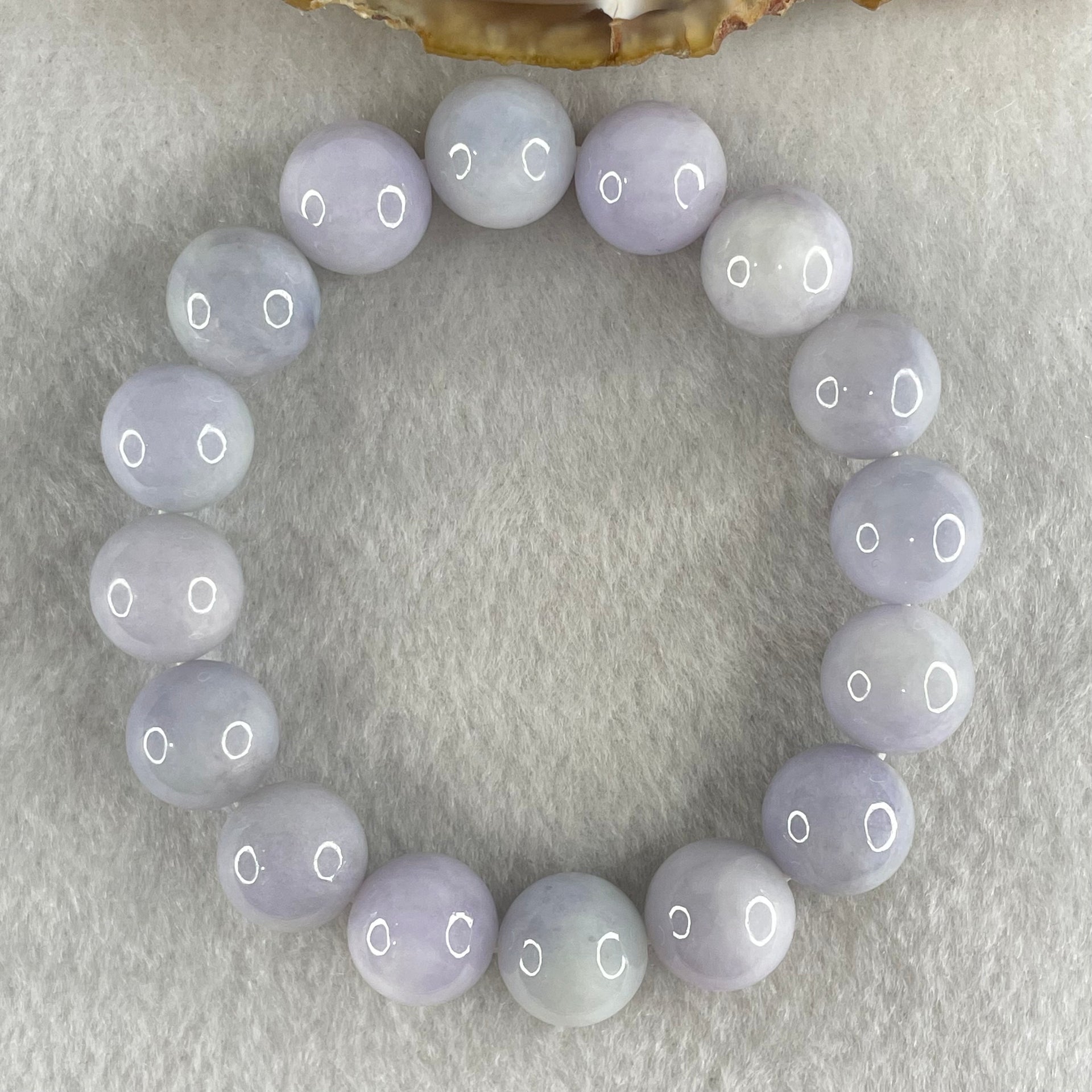 Type A Lavender Jadeite Beads Bracelet 52.68g 15.5cm 12.5mm 16 Beads - Huangs Jadeite and Jewelry Pte Ltd