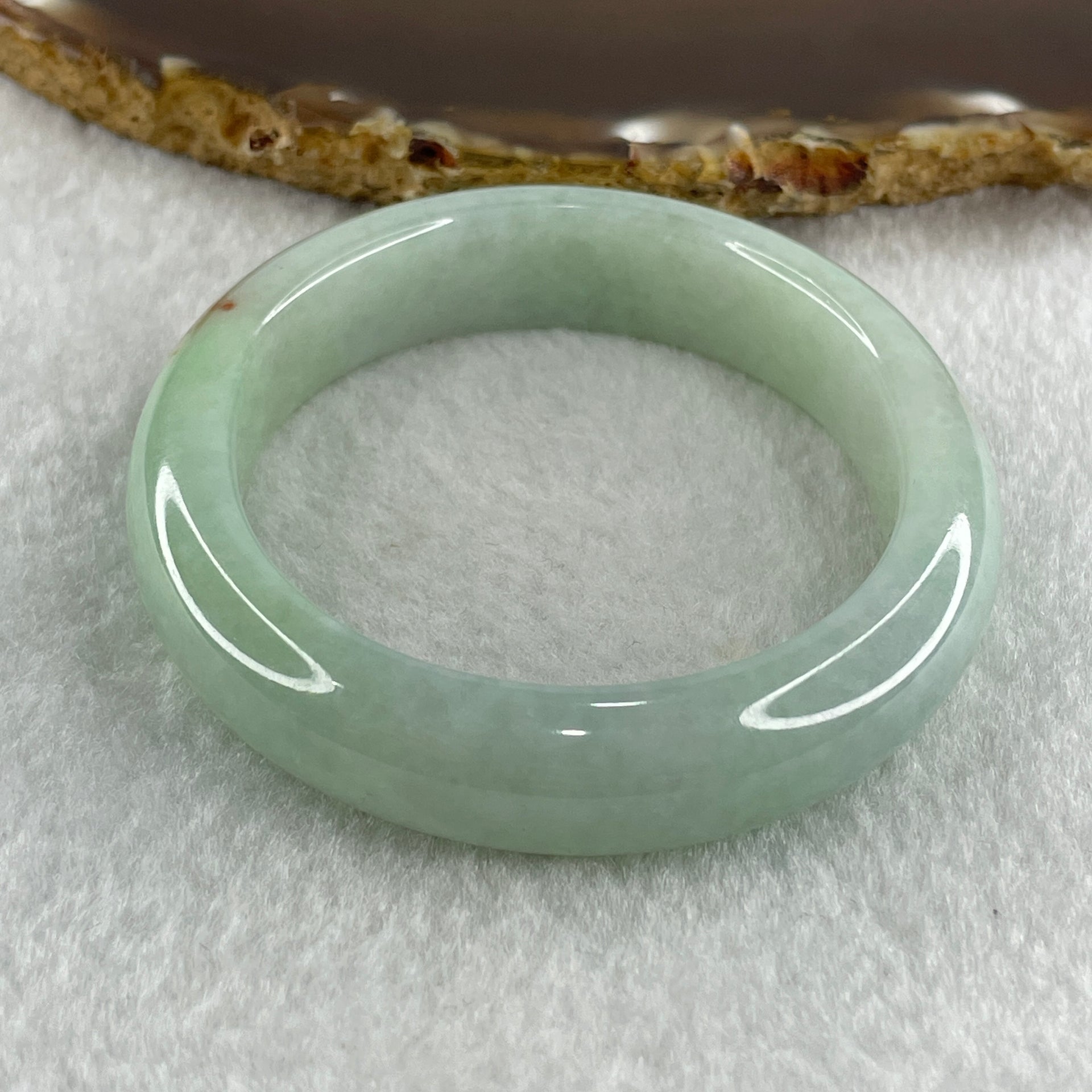 Type A Natural Jelly Light Green Light Lavender with Red Patches Jadeite Oval Bangle 51.86g Inner Diameter 53.9mm 12.4 by 8.2mm (Close to Perfect) - Huangs Jadeite and Jewelry Pte Ltd