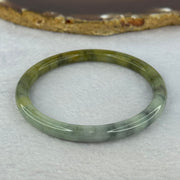 Type A Brownish Green with Green Piao Hua Jadeite Bangle 19.16g Internal Diameter 53.5mm 6.5 by 6.7mm (Slight External Line) - Huangs Jadeite and Jewelry Pte Ltd